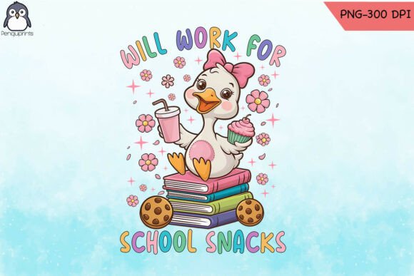 Cute Work for School Snacks Goose PNG