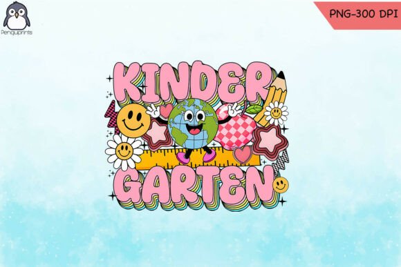 Groovy Retro Kindergarten Teacher Design for Embroidery