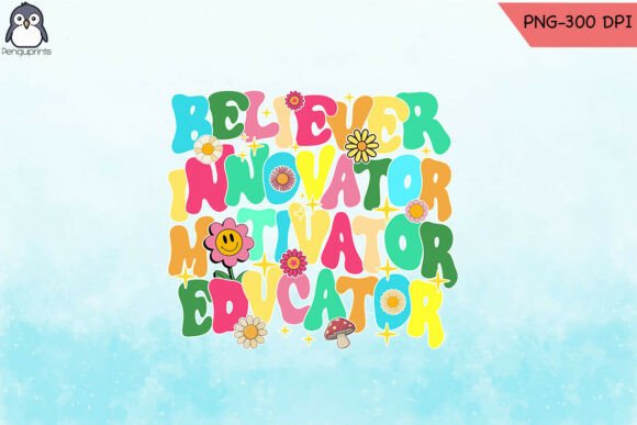 Retro Teacher Motivational PNG for Embroidery