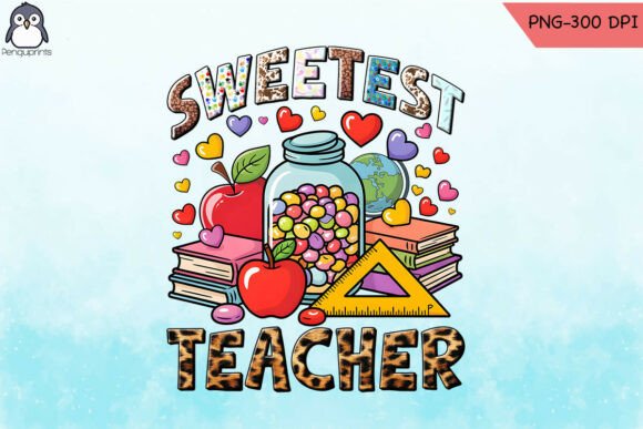 Sweetest Teacher Sublimation PNG for Embroidery