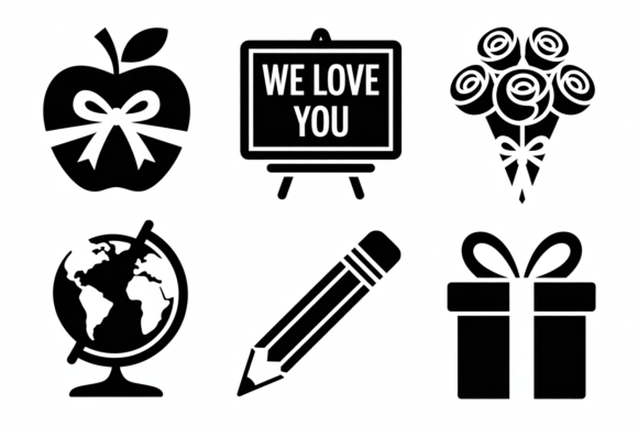 Teacher Appreciation Icons for Embroidery